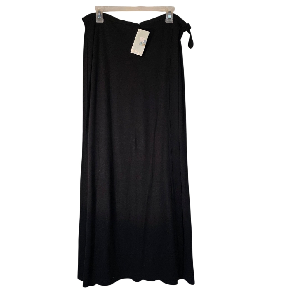 Spiegel Black Maxi Wrap Skirt Cocktail Travel Jersey Knit XL NEW